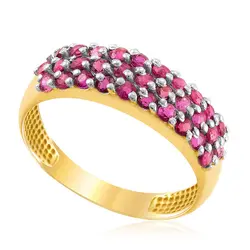 Anel de Ouro modelo Colmeia com 31 Rubis | Joias Vip