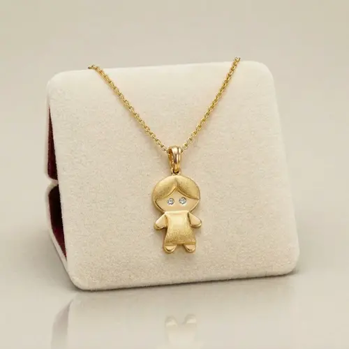 Pingente de ouro Menino com 2 Diamantes