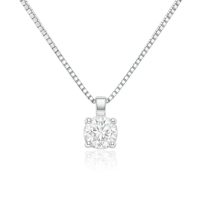 Colar de Ouro Branco com Pingente Ponto de Luz - Diamante de 30 Pts