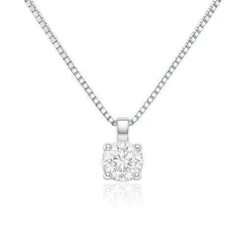 Colar de Ouro Branco com Pingente Ponto de Luz - Diamante de 30 Pts