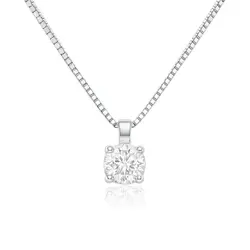 Colar de Ouro Branco com Pingente Ponto de Luz - Diamante de 30 Pts