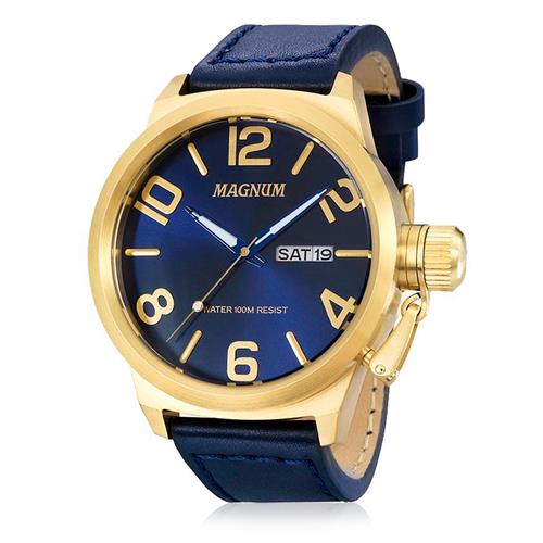 Relógio Magnum Masculino Ma33399m Calendario Pulseira Couro