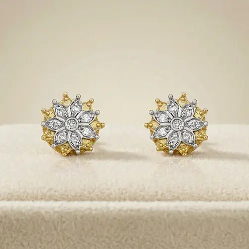 Par de Brincos de Ouro com 16 Diamantes