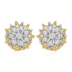 Par de Brincos de Ouro com 16 Diamantes