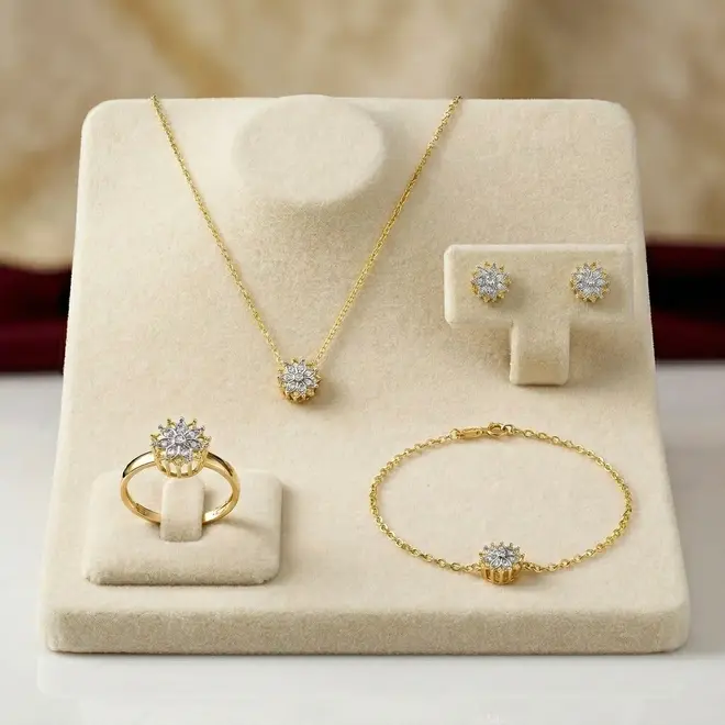 Conjunto de Ouro Chuveiros com com 40 Diamantes