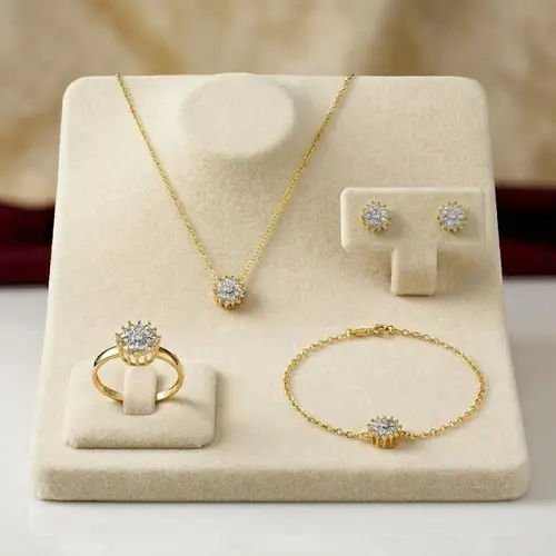 Conjunto de Ouro Chuveiros com com 40 Diamantes