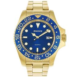 Relógio Magnum Masculino Ma34781l Dourado Azul Aço