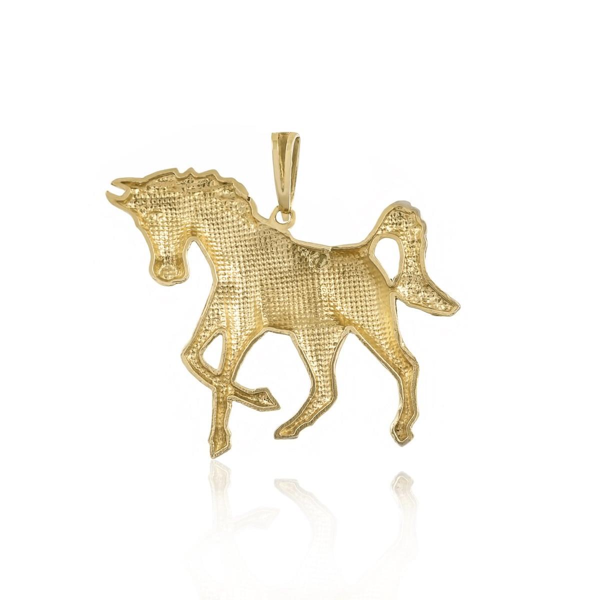 Pingente Cavalo em Ouro Amarelo com Detalhes em Ródio
