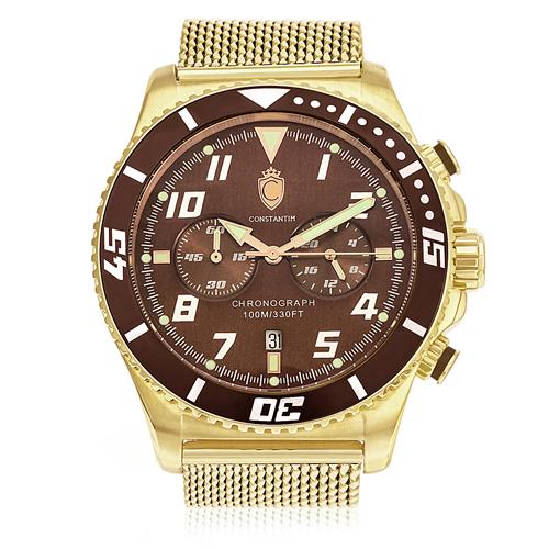 Relógio Masculino Constantim Analógico ZW30214O Gold Brown