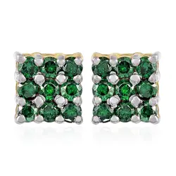Par de Brincos de Ouro Amarelo com 18 Esmeraldas totalizando 1,0 Ct