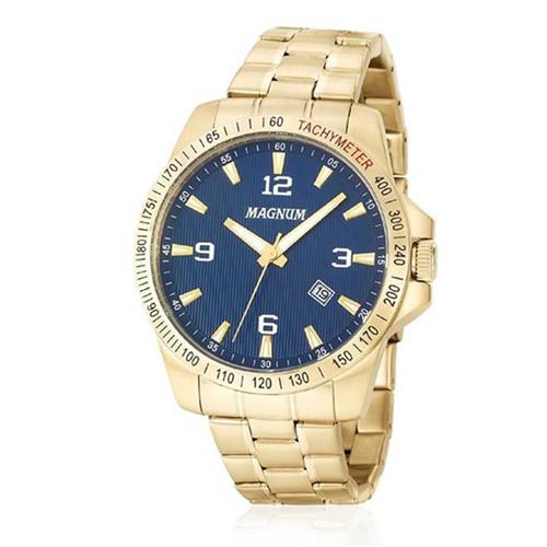 Relógio Masculino Magnum Dourado Azul Ma33095a Original