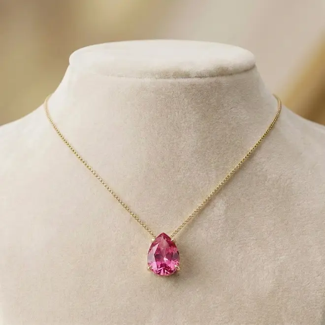 Colar de Ouro com Rubelita Fusion Gota