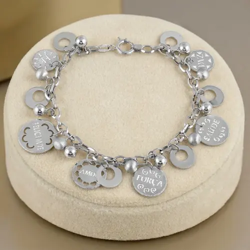 Pulseira de ouro branco Berloqueira modelo 6 Desejos