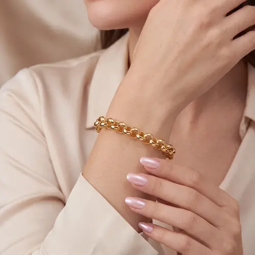 Pulseira Ouro Amarelo 18K com Elo Português