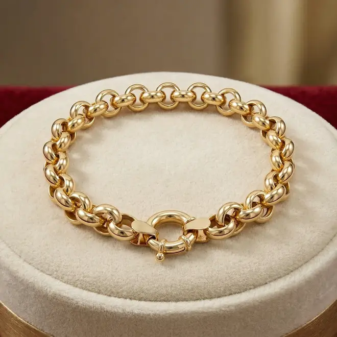 Pulseira Ouro Amarelo 18K com Elo Português