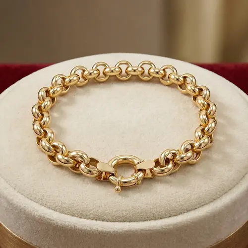 Pulseira Ouro Amarelo 18K com Elo Português