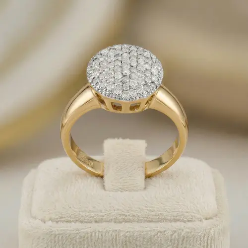 Anel Chuveiro de Ouro com 61 Diamantes e Detalhes de Corações Internos 61145