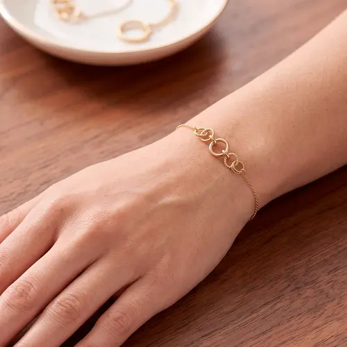Pulseira de Ouro 18K com Elos Trabalhados