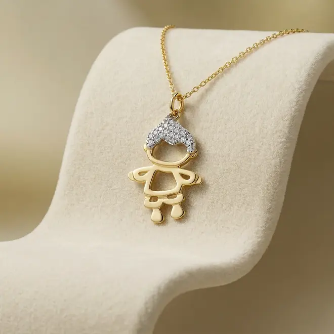 Pingente de Ouro Menininho com Cristais