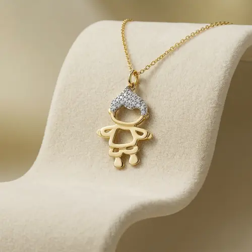 Pingente de Ouro Menininho com Cristais