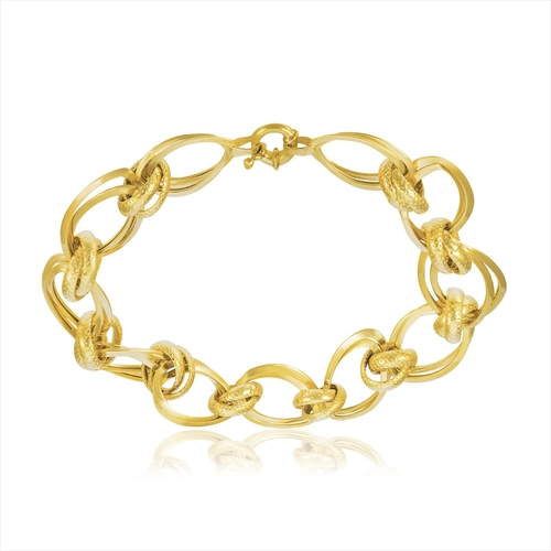 Pulseira de Ouro 18K Feminina Elos Pequenos Trabalhados