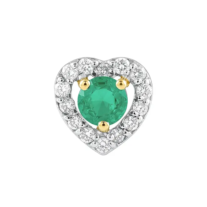 Pingente de Ouro Coração com Diamantes e Esmeralda