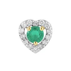 Pingente de Ouro Coração com Diamantes e Esmeralda