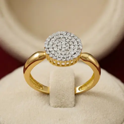 Anel Chuveiro redondo de Ouro com 61 Diamantes
