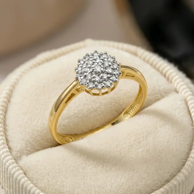 Anel Chuveiro de Ouro com 23 Diamantes