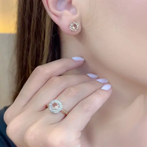 Conjunto de Prata com Cristais e Cristais Morganita