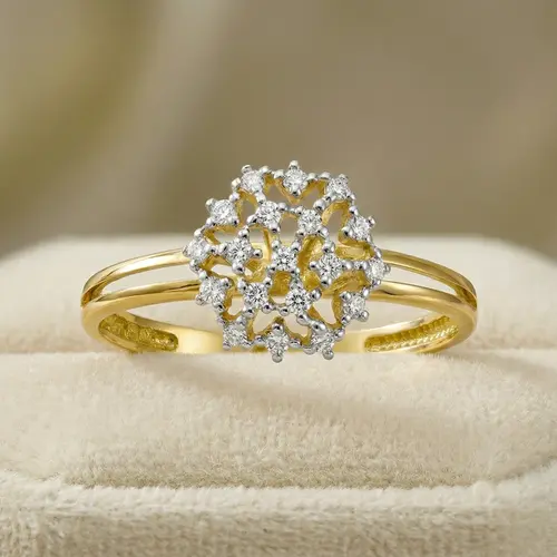 Anel Chuveiro de Ouro com 19 Diamantes