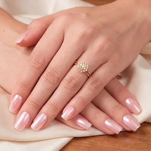 Anel Chuveiro de Ouro com 19 Diamantes
