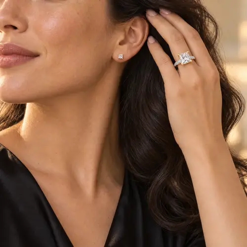 Conjunto com 2 Diamantes e Cristais de 8 mm