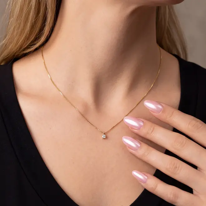 Colar de Ouro com Pingente Ponto de Luz de Ouro - Diamante de 10 Pts