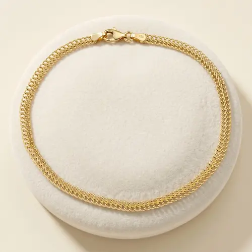 Pulseira de Ouro com Malha Italiana de 19 cm