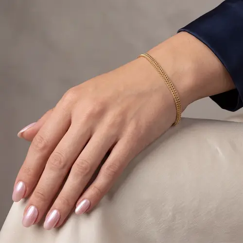 Pulseira de Ouro com Malha Italiana de 19 cm