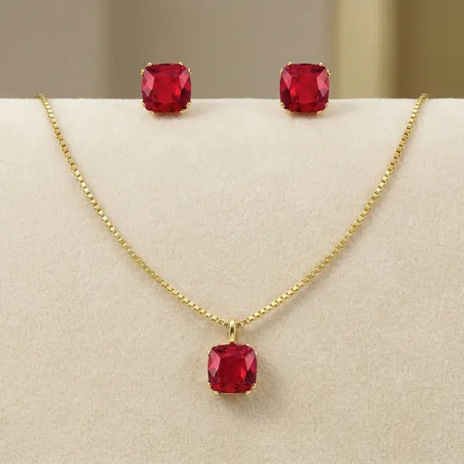 Conjunto de Ouro com Quartzos Rubi