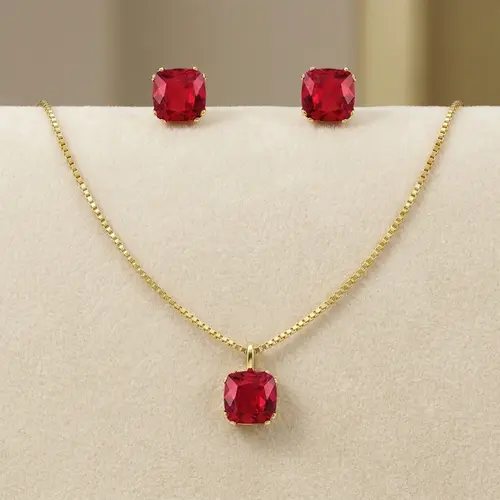 Conjunto de Ouro com Quartzos Rubi