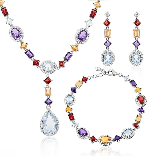 Conjunto de Prata 925 com Mix de Gemas