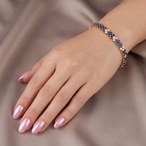 Pulseira de Ouro com 135 Safiras e 63 Pts em Diamantes