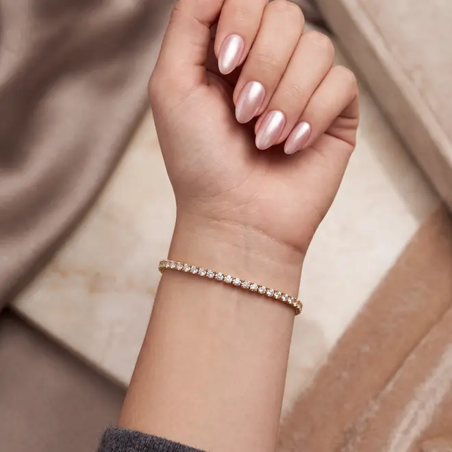 Pulseira estilo Riviera de Ouro com 64 Diamantes