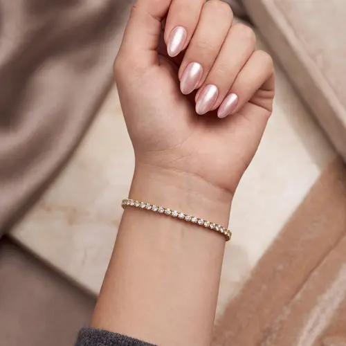 Pulseira estilo Riviera de Ouro com 64 Diamantes