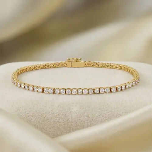 Pulseira estilo Riviera de Ouro com 64 Diamantes
