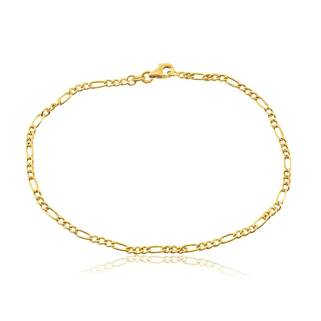Pulseira Elos Figaro de Ouro Amarelo - 21 cm
