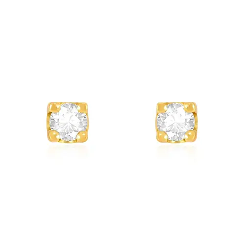 Par de Brincos Solitários de Ouro com 40 Pts em Diamantes