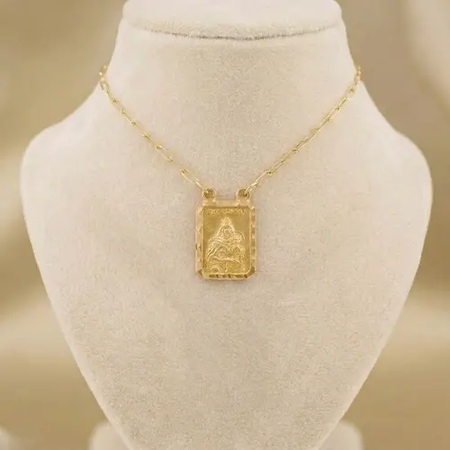 Escapulário de Ouro com Malha Cartier e 60 cm