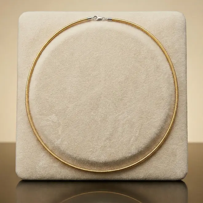 Gargantilha de Ouro 2 Cores Double Face, Modelo Omega