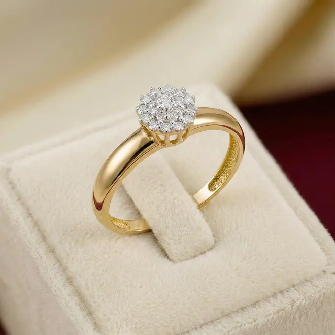 Anel Chuveiro de Ouro - 19 Diamantes