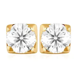 Par de Brincos de Ouro modelo Solitário com 20 Pts em Diamantes