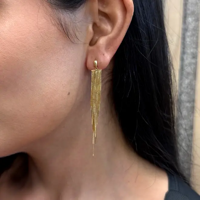 Par de Brincos de Ouro modelo Franja